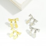 Wholesale textured Metal Bow Earrings L