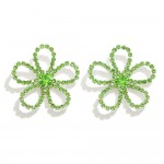 Rhinestone Studded Hollow Flower Stud Earrings

- Approximately 1.25" L