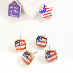 Wholesale american Flag Resin Stud Earrings L