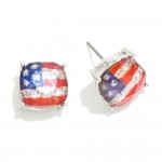 Wholesale american Flag Glitter Resin Stud Earrings L