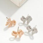 Wholesale metal Cubic Zirconia Studded Bow Stud Earrings L