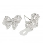 Wholesale metal Cubic Zirconia Studded Bow Stud Earrings L