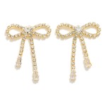 Wholesale cubic Zirconia Studded Bow Post Drop Earrings L
