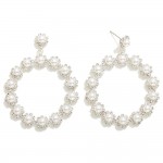 Wholesale pearl Studded Hoop Post Drop Earrings Rhinestone Details L