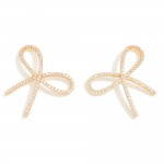 Wholesale metal Cubic Zirconia Studded Simple Bow Stud Earrings L