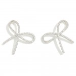 Metal Tone Cubic Zirconia Studded Simple Bow Stud Earrings 

- Approximately 1" L 