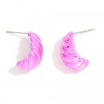 Wholesale metallic Scalloped Post Drop Earrings L