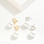 Pearl Drop Earrings Featuring Toggle Clasp Post 

- Approximately 1.5" L

