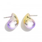 Ombre Metal Teardrop Post Drop Earrings 

- Approximately 1" L