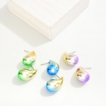 Wholesale ombre Metal Teardrop Post Drop Earrings L