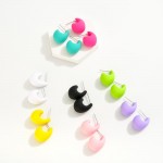 Wholesale matte Finish Teardrop Huggie Hoop Earrings D