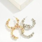 Wholesale metal Beaded Hoop Earrings Rhinestone Cuff Accents D