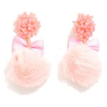 Wholesale faux Fur Pom Drop Earrings Beaded Cluster Posts Bow Ribbon L