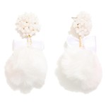 Wholesale faux Fur Pom Drop Earrings Beaded Cluster Posts Bow Ribbon L