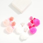 Wholesale faux Fur Pom Drop Earrings Beaded Cluster Posts Bow Ribbon L