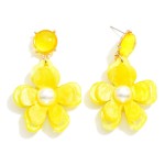 Wholesale acetate Flower Drop Earrings Pearl Detail L