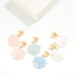 Wholesale acetate Shell Drop Earrings Pearl Rhinestone Glitter Details L