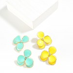 Wholesale painted Metal Flower Post Drop Earrings Rhinestone Accent L