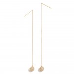 Wholesale metal Dainty Chain Link Threader Drop Earrings Rhinestone Studded Ball