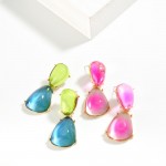 Linked Acetate Teardrop Post Drop Earrings 

- Approximately 1.75" L