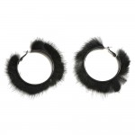 Large Faux Fur Hoop Earrings 

- Approximately 2" D