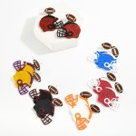 Glitter Acetate Football Helmet Post Drop Earrings With Leather Football Post 

- Approximately 2" L