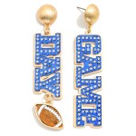 Wholesale metal Backed Rhinestone Studded Glitter Acetate Game Day Drop Earrings