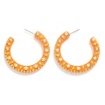 Wholesale glitter Acetate Game Day Hoop Earrings Rhinestone Studs D