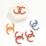 Wholesale glitter Acetate Game Day Hoop Earrings Rhinestone Studs D