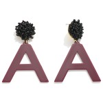 Metal 'A' Post Drop Earrings With Seed Bead Post 

- Approximately 2.5" L 