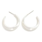 Wholesale brushed Metal Tapered Hoop Earrings Hypoallergenic Titanium Post D