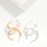 Wholesale brushed Metal Tapered Hoop Earrings Hypoallergenic Titanium Post D