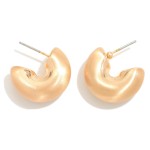 Wholesale chunky Brushed Metal Huggie Hoop Earrings Hypoallergenic Titanium Post