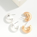 Wholesale chunky Brushed Metal Huggie Hoop Earrings Hypoallergenic Titanium Post