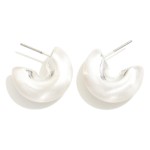 Wholesale chunky Brushed Metal Huggie Hoop Earrings Hypoallergenic Titanium Post