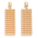 Wholesale textured Metal Rectangle Post Drop Earrings L Hypoallergenic Brass Bas