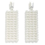 Wholesale textured Metal Rectangle Post Drop Earrings L Hypoallergenic Brass Bas