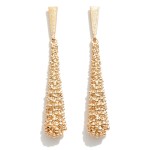 Textured Metal Post Drop Earrings 

- Approximately 2.5" L
- Hypoallergenic Brass Base 