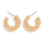 Wholesale crinkle Textured Metal Hoop Earrings Hypoallergenic Titanium Posts D