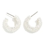 Wholesale crinkle Textured Metal Hoop Earrings Hypoallergenic Titanium Posts D