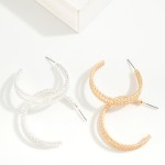 Layered Textured Metal Hoop Earrings 

- Approximately 1.25" D
- Hypoallergenic Brass Hook