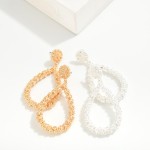 Wholesale textured Metal Teardrop Drop Earrings Hypoallergenic Titanium Posts L