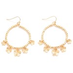 Wholesale metal Beaded Hoop Drop Earrings Flower Charms Hypoallergenic Brass Hoo