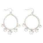 Wholesale metal Beaded Hoop Drop Earrings Flower Charms Hypoallergenic Brass Hoo