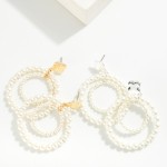 Wholesale nesting Pearl Hoop Post Drop Earrings Metal Clover Post L Hypoallergen