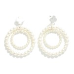 Wholesale nesting Pearl Hoop Post Drop Earrings Metal Clover Post L Hypoallergen