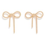 Wholesale textured Metal Bow Drop Earrings L