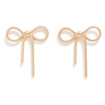 Wholesale textured Metal Bow Drop Earrings L