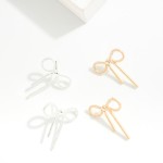 Wholesale textured Metal Bow Drop Earrings L