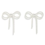 Textured Metal Bow Drop Earrings 

- Approximately 1.25" L